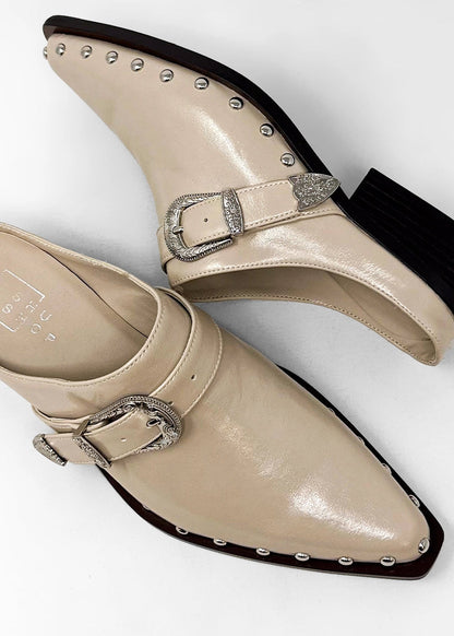 Tessa Bone Western Mule - BONE | SHUSHOP
