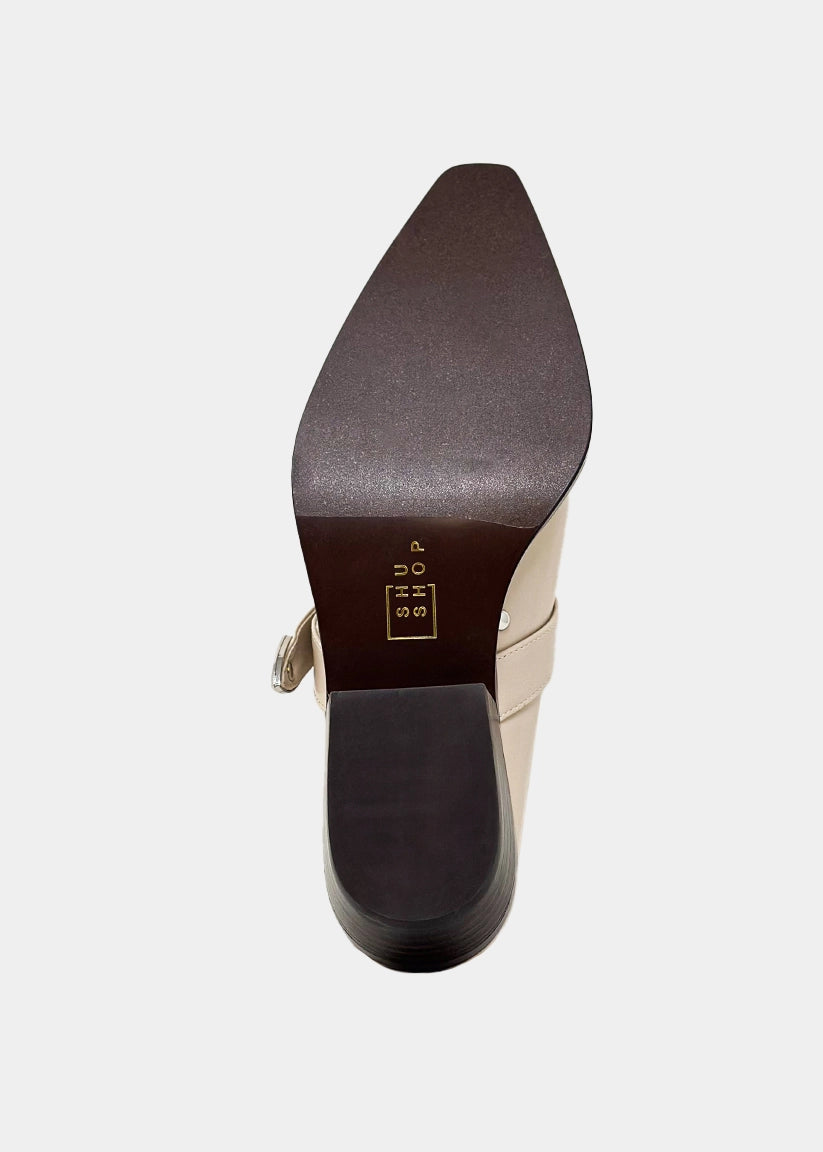 Tessa Bone Western Mule - BONE | SHUSHOP