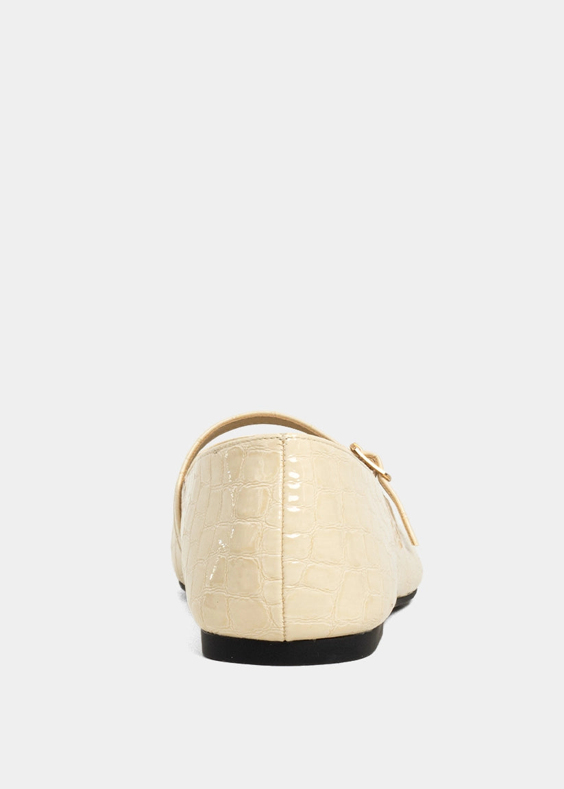 ADELE Bone Croco Mary Jane Ballet Flat - BONE CROCO | SHUSHOP