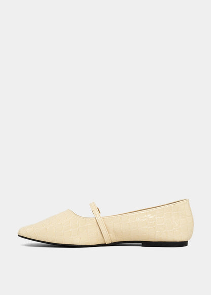 ADELE Bone Croco Mary Jane Ballet Flat - BONE CROCO | SHUSHOP