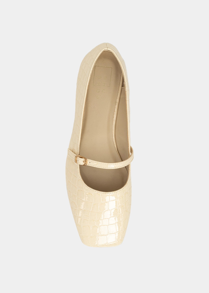 ADELE Bone Croco Mary Jane Ballet Flat - BONE CROCO | SHUSHOP