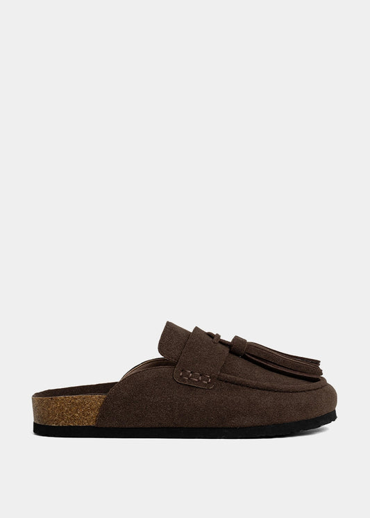 ARIANA Brown Suede Clog Sandals - BROWN SUEDE | SHUSHOP