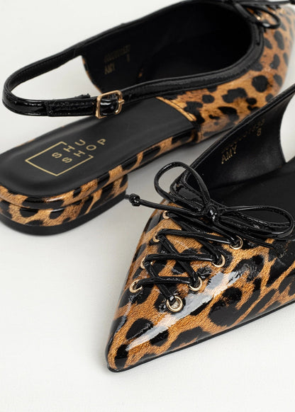 AMY Leopard Print Slingback Flat - LEOPARD PRINT | SHUSHOP