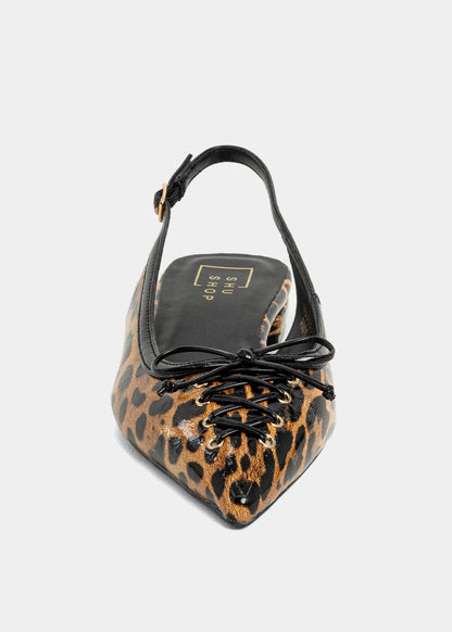 AMY Leopard Print Slingback Flat - LEOPARD PRINT | SHUSHOP