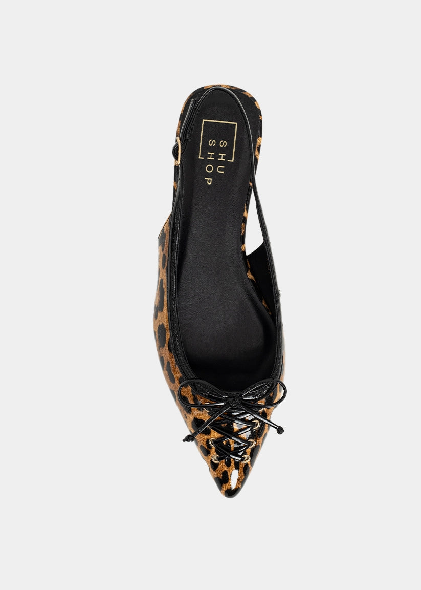 AMY Leopard Print Slingback Flat - LEOPARD PRINT | SHUSHOP
