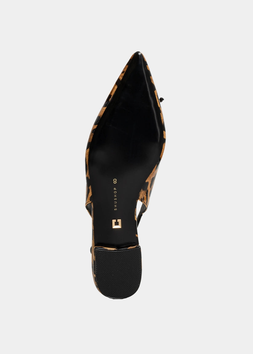 AMY Leopard Print Slingback Flat - LEOPARD PRINT | SHUSHOP