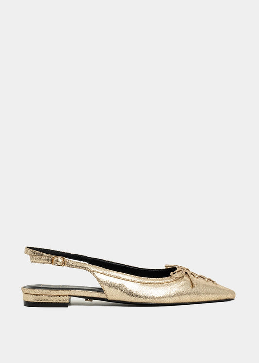 AMY Gold Pointed Slingback Flat - GOLD | SHUSHOP