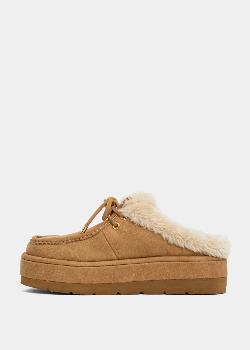 Tulsa Camel Suede Platform Mule - CAMEL SUEDE | SHUSHOP