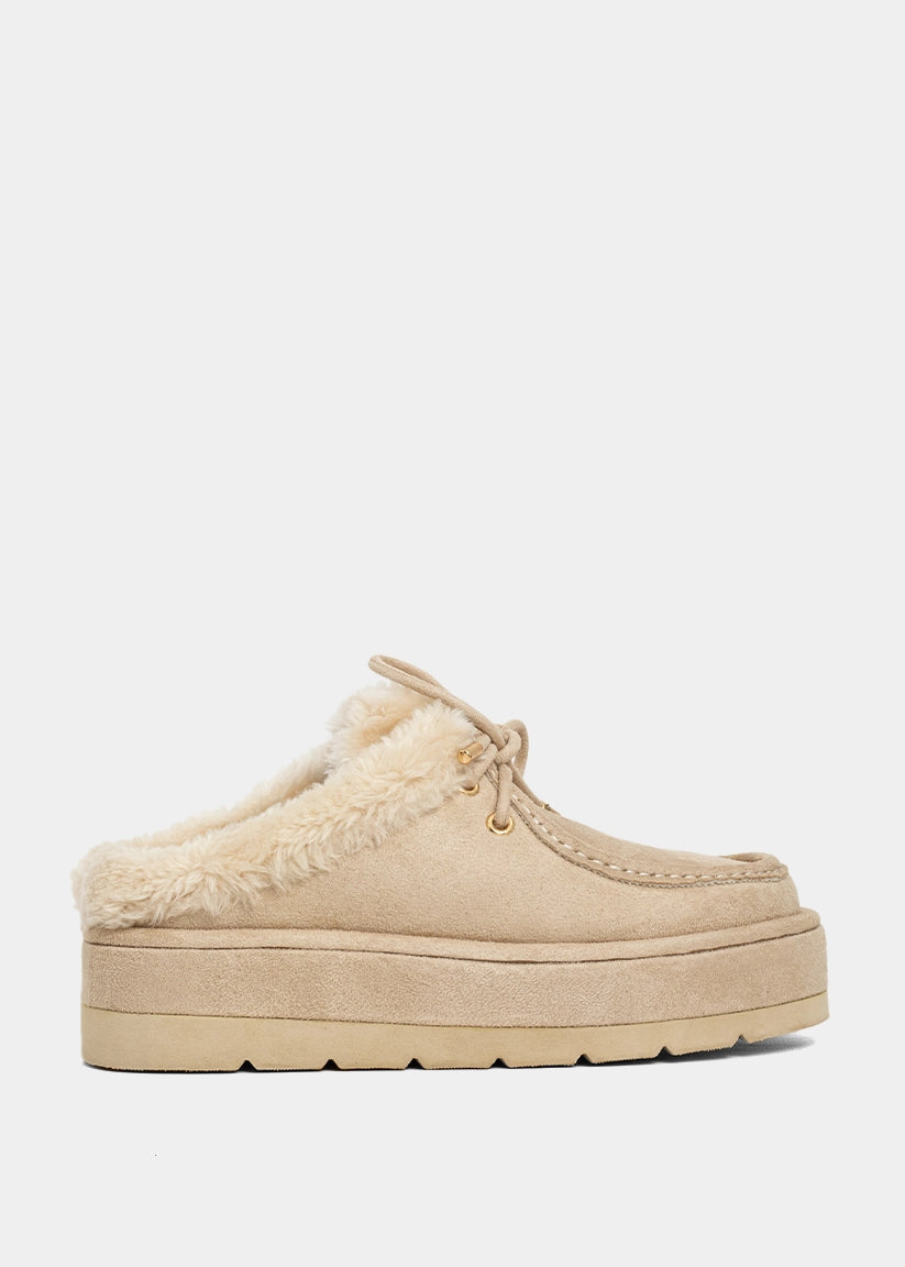 Tulsa Bone Suede Platform Mule - BONE SUEDE | SHUSHOP