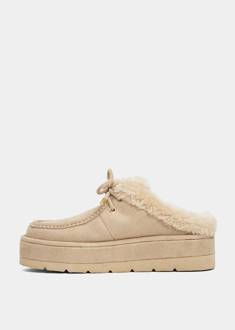 Tulsa Bone Suede Platform Mule - BONE SUEDE | SHUSHOP