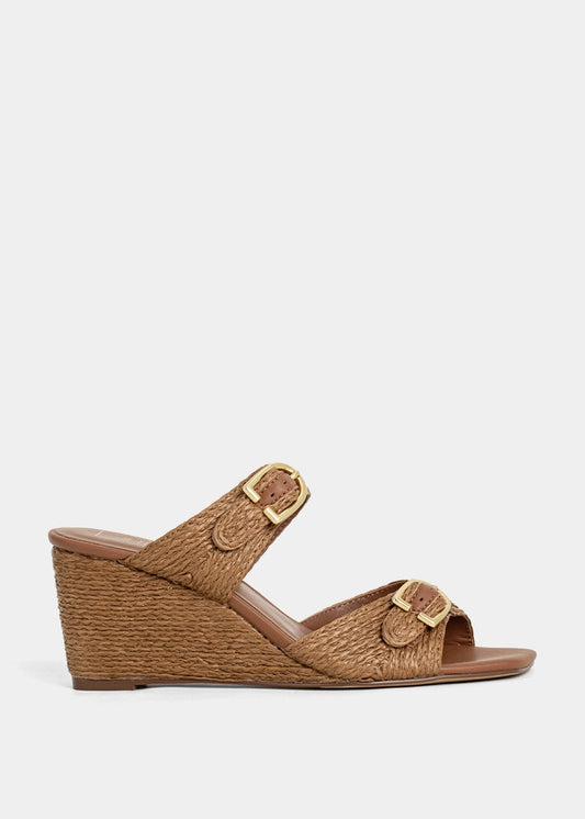 IGNACIA Woven Buckle Strap Wedge Sandal - BROWN WOVEN | SHUSHOP
