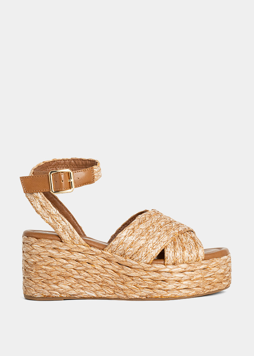 KERRY Brown Woven Platform Sandal - BROWN WOVEN | SHUSHOP