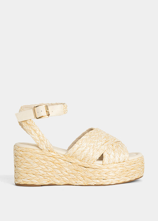 KERRY Bone Woven Flatform Sandal - BONE WOVEN | SHUSHOP
