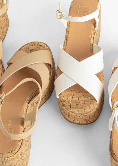 INDIANA Bone Platform Sandals - BONE | SHUSHOP