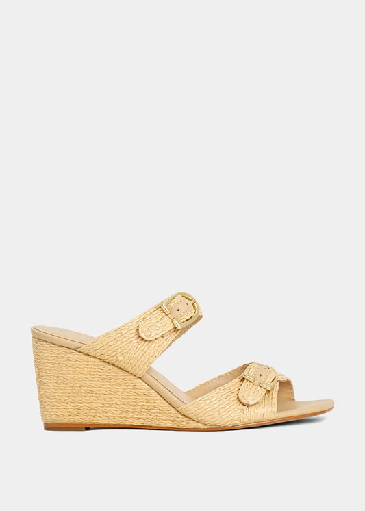 IGNACIA Woven Buckle Strap Wedge Sandal - NATURAL WOVEN | SHUSHOP