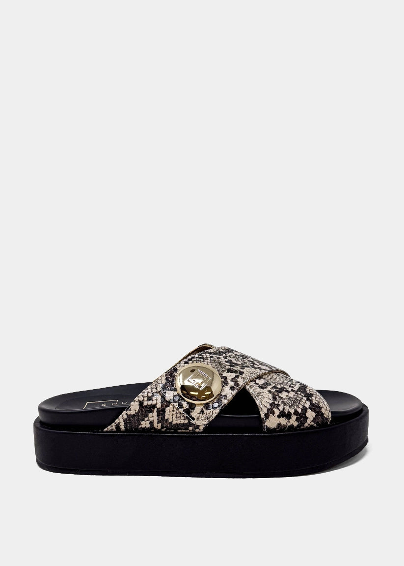 KATIE Platform Slide Sandal | Statement Flatform - SNAKE | SHUSHOP