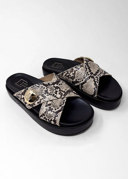 KATIE Platform Slide Sandal | Statement Flatform - SNAKE | SHUSHOP