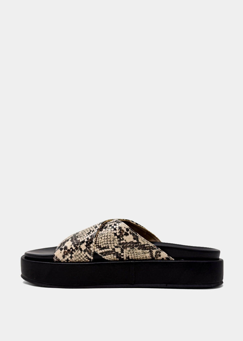 KATIE Platform Slide Sandal | Statement Flatform - SNAKE | SHUSHOP
