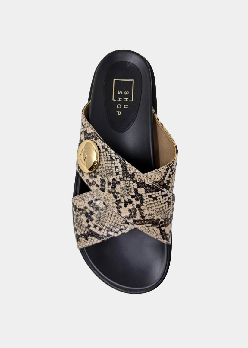 KATIE Platform Slide Sandal | Statement Flatform - SNAKE | SHUSHOP