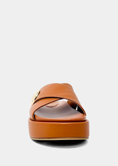 KATIE Platform Slide Sandal | Statement Flatform - CAMEL | SHUSHOP