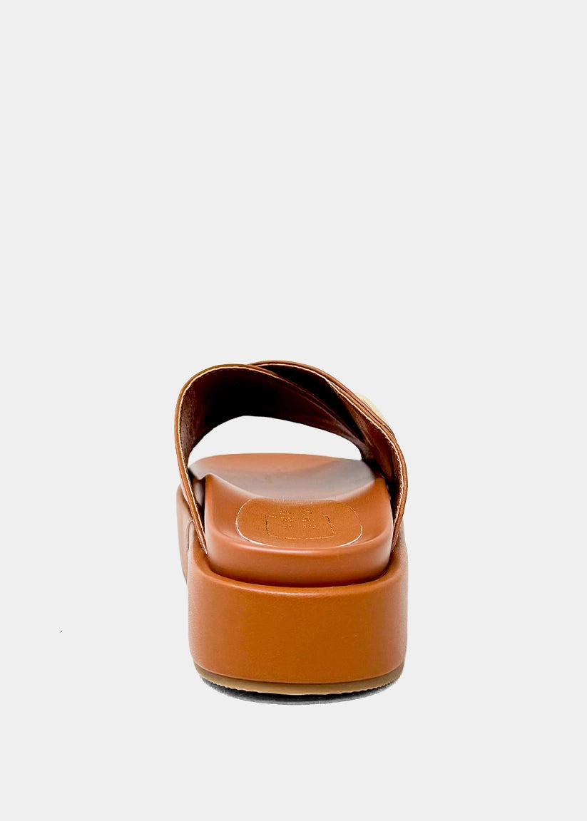 KATIE Platform Slide Sandal | Statement Flatform - CAMEL | SHUSHOP