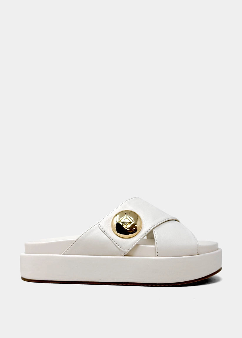 KATIE Platform Slide Sandal | Statement Flatform - BONE | SHUSHOP