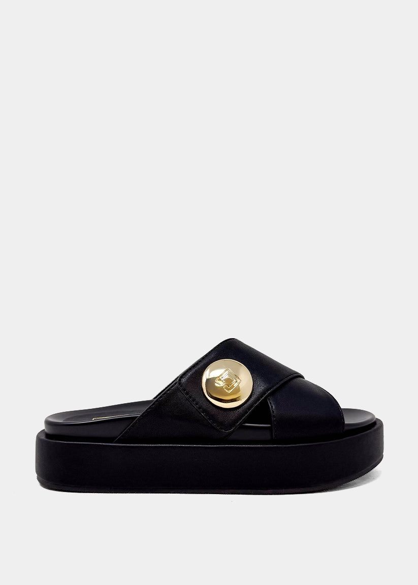 KATIE Platform Slide Sandal | Statement Flatform - BLACK | SHUSHOP
