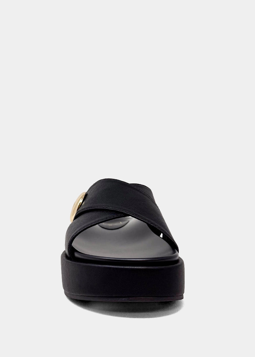 KATIE Platform Slide Sandal | Statement Flatform - BLACK | SHUSHOP