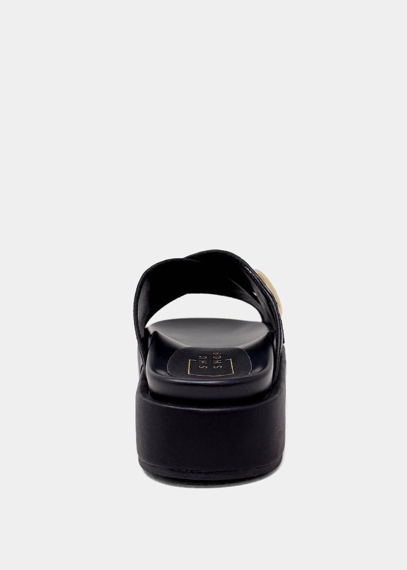 KATIE Platform Slide Sandal | Statement Flatform - BLACK | SHUSHOP