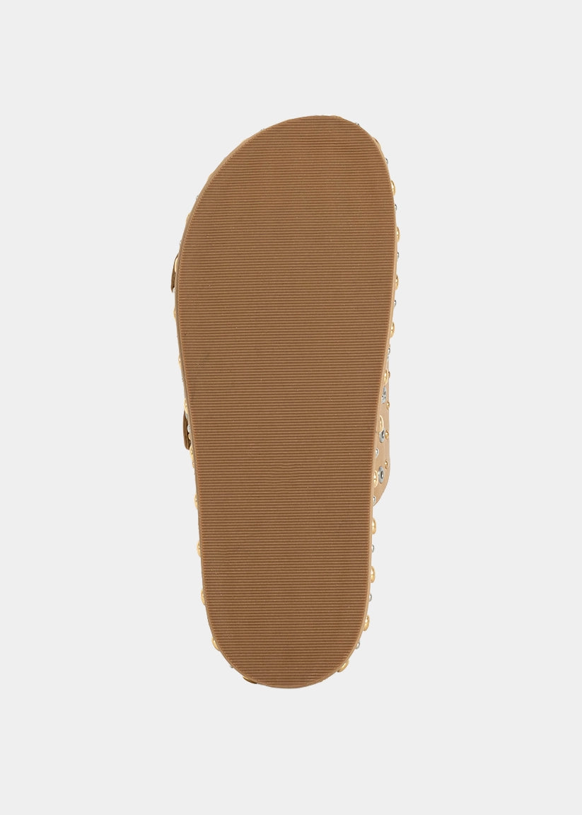 IRENE Platform Slide with Stud Details - TAN | SHUSHOP