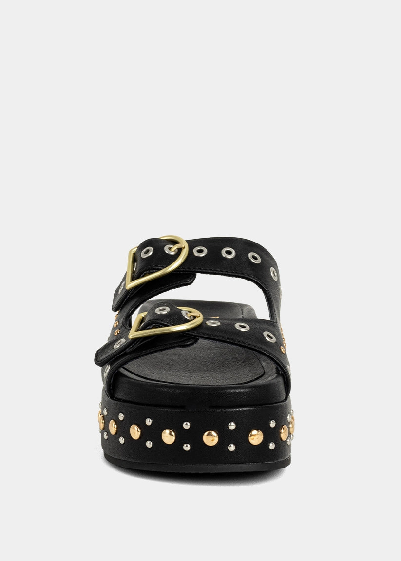 IRENE Platform Slide with Stud Details - BLACK | SHUSHOP