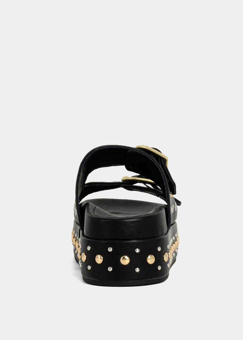 IRENE Platform Slide with Stud Details - BLACK | SHUSHOP