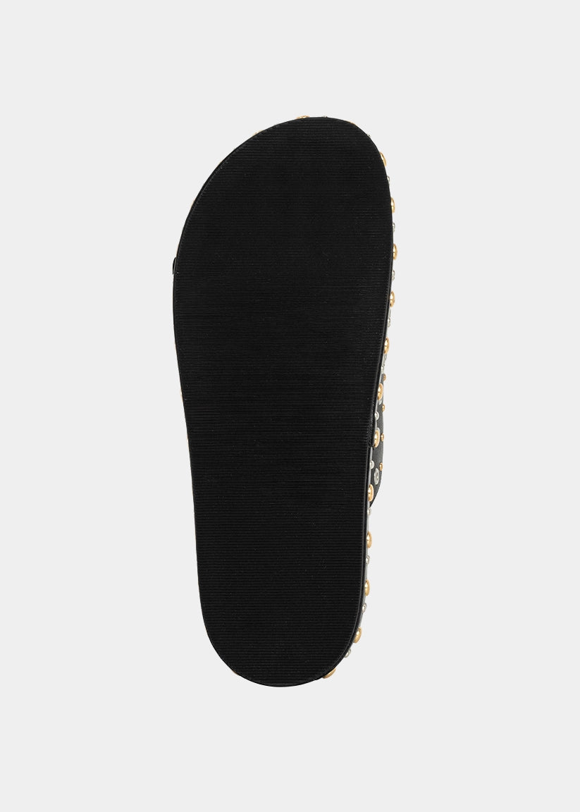 IRENE Platform Slide with Stud Details - BLACK | SHUSHOP