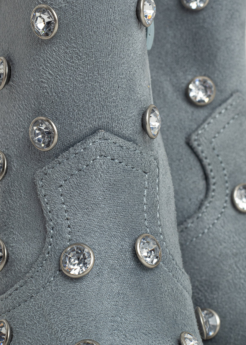 WHOOPI MINI Light Blue Suede | Girls’ Rhinestone Western Boots - LIGHT BLUE SUEDE | SHUSHOP