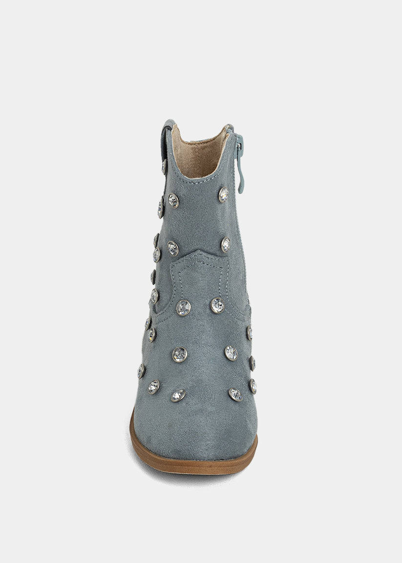 WHOOPI MINI Light Blue Suede | Girls’ Rhinestone Western Boots - LIGHT BLUE SUEDE | SHUSHOP
