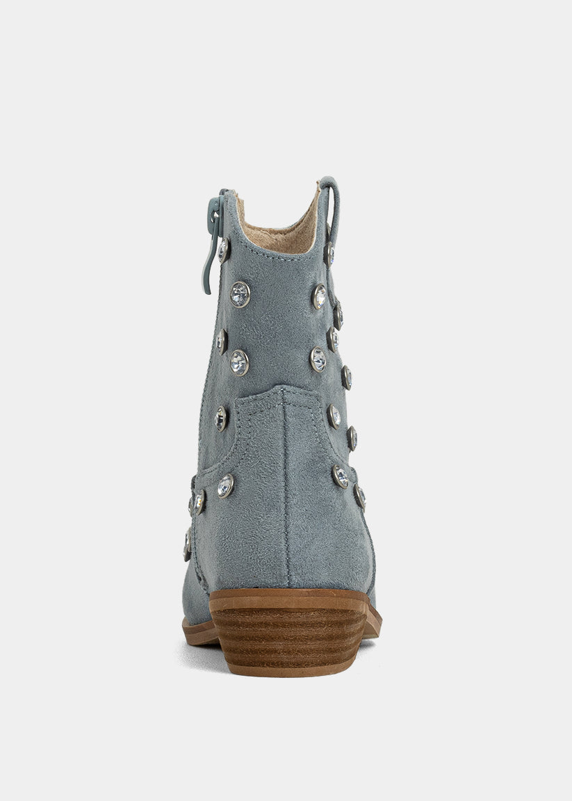 WHOOPI MINI Light Blue Suede | Girls’ Rhinestone Western Boots - LIGHT BLUE SUEDE | SHUSHOP