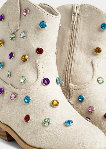 WHOOPI MINI Grey Suede | Girls’ Western Boots with Gemstones - GREY SUEDE | SHUSHOP