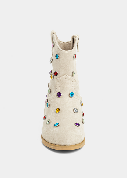 WHOOPI MINI Grey Suede | Girls’ Western Boots with Gemstones - GREY SUEDE | SHUSHOP