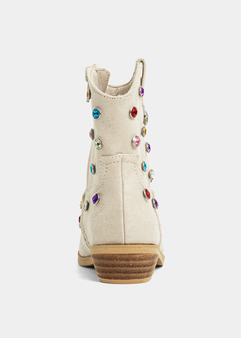 WHOOPI MINI Grey Suede | Girls’ Western Boots with Gemstones - GREY SUEDE | SHUSHOP