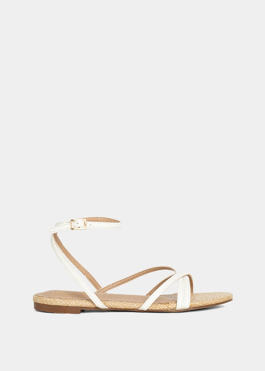 DANA MINI Sandals for Women | Minimal Everyday Flat Sandals - WHITE | SHUSHOP