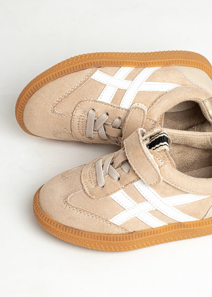 SASHA MINI Nude Suede | Neutral Retro Sneakers for Kids - NUDE SUEDE | SHUSHOP