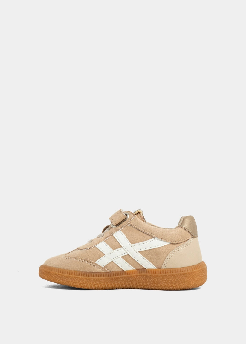 SASHA MINI Nude Suede | Neutral Retro Sneakers for Kids - NUDE SUEDE | SHUSHOP