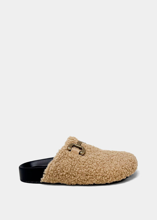 AZALEA MINI Beige Teddy Clog - BEIGE | SHUSHOP