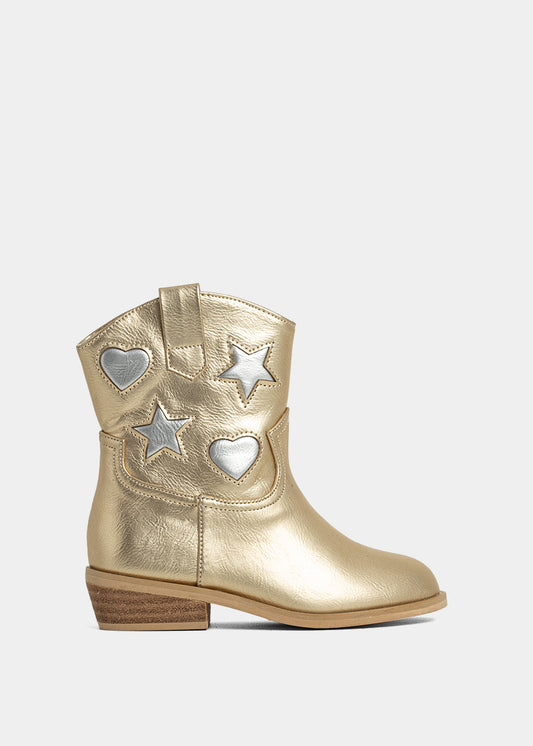 ZIMBA MINI Kids Gold Western Boot - GOLD | SHUSHOP