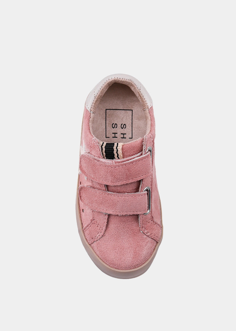 SUNNY MINI Rose Suede Toddler Sneaker | Soft Pink with Velcro Straps - ROSE SUEDE | SHUSHOP