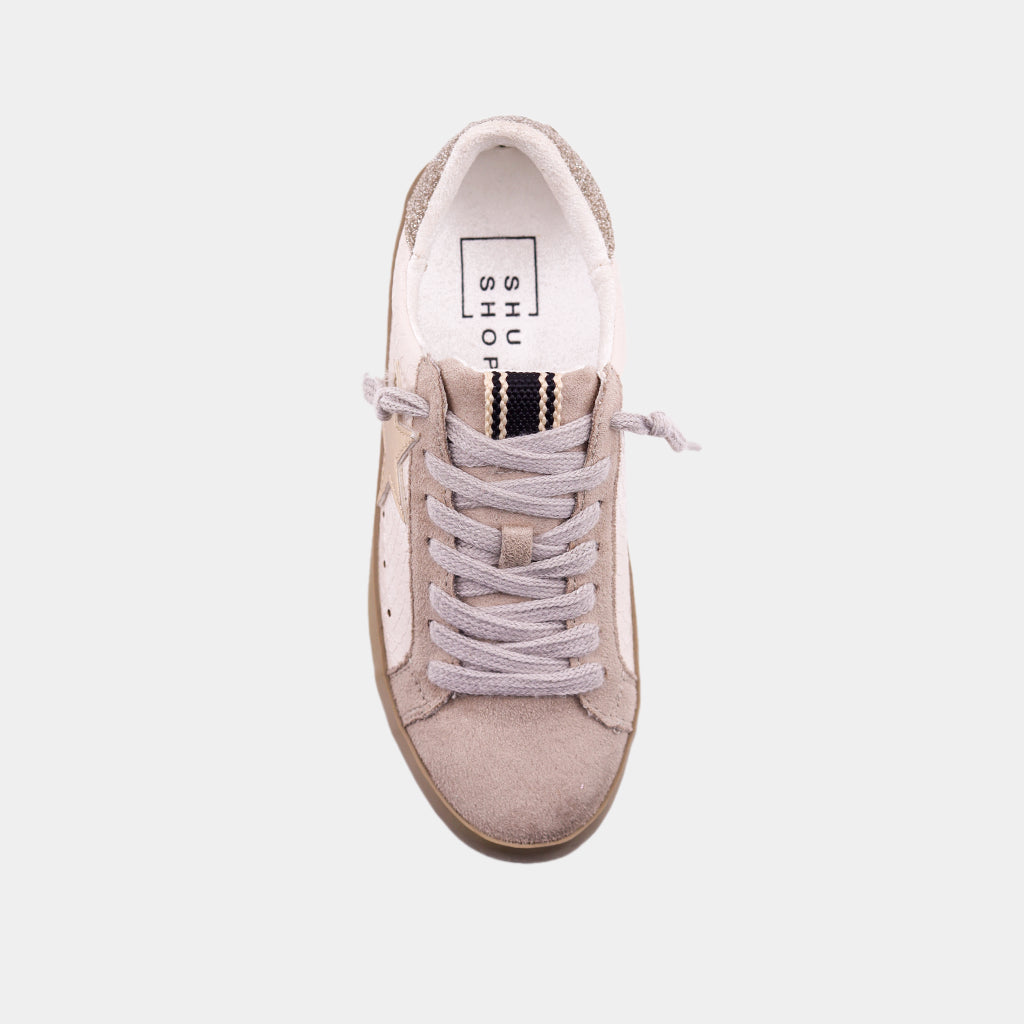 PAULA MINI Bone Snake Sneaker | Kids' Faux Snake Print with Gold Star - BONE SNAKE | SHUSHOP