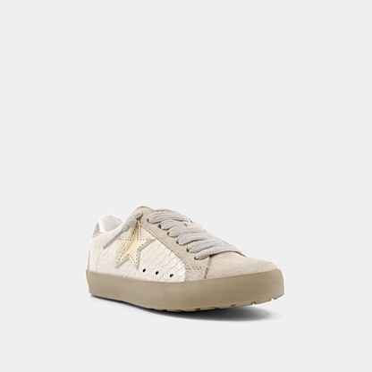 PAULA MINI Bone Snake Sneaker | Kids' Faux Snake Print with Gold Star - BONE SNAKE | SHUSHOP