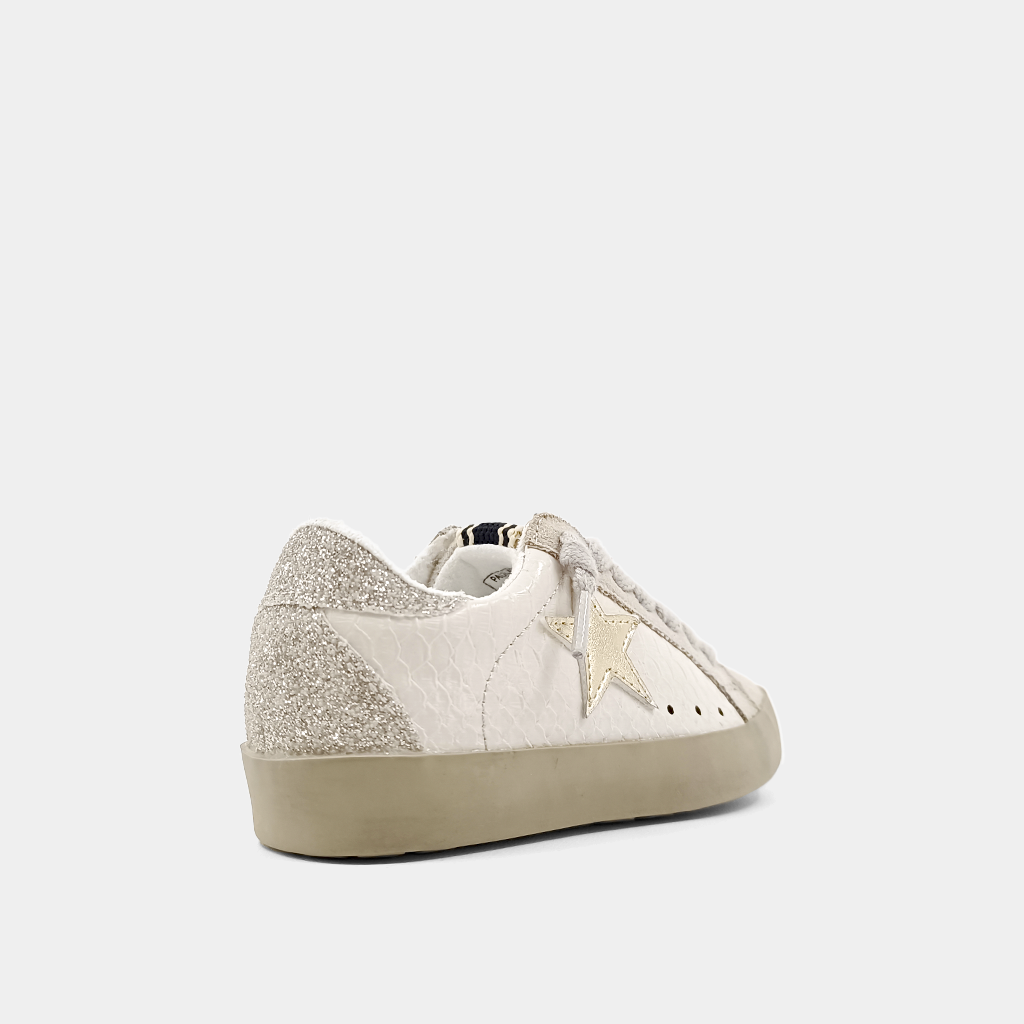 PAULA MINI Bone Snake Sneaker | Kids' Faux Snake Print with Gold Star - BONE SNAKE | SHUSHOP