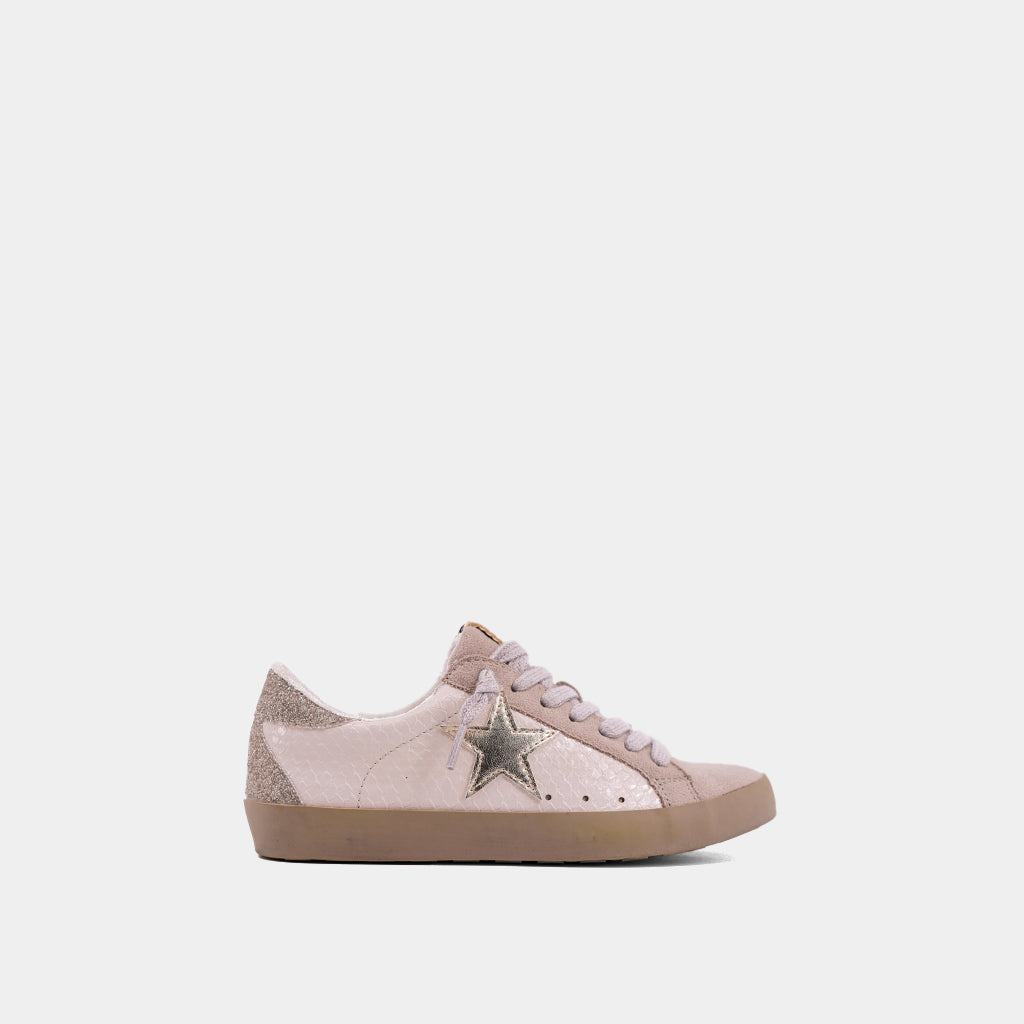 PAULA MINI Bone Snake Sneaker | Kids' Faux Snake Print with Gold Star - BONE SNAKE | SHUSHOP