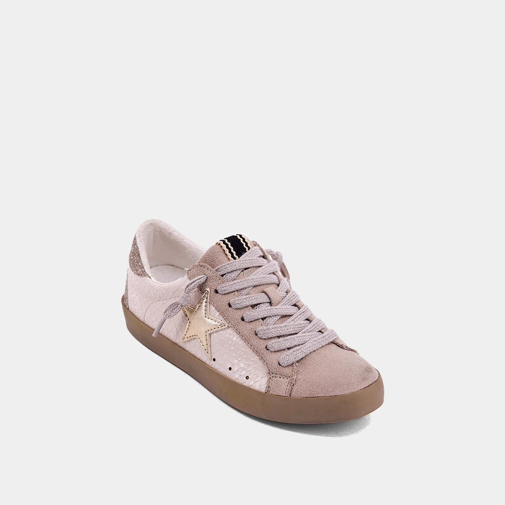 PAULA MINI Bone Snake Sneaker | Kids' Faux Snake Print with Gold Star - BONE SNAKE | SHUSHOP